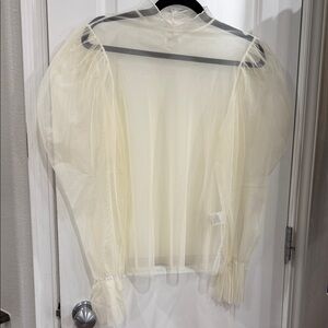 Sheer Puff Sleeve Women's Top in Cream